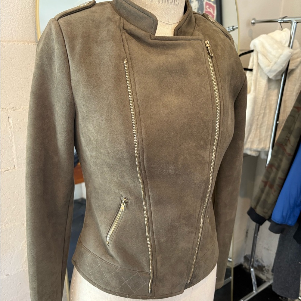 Khaki Women's Leather Jacket